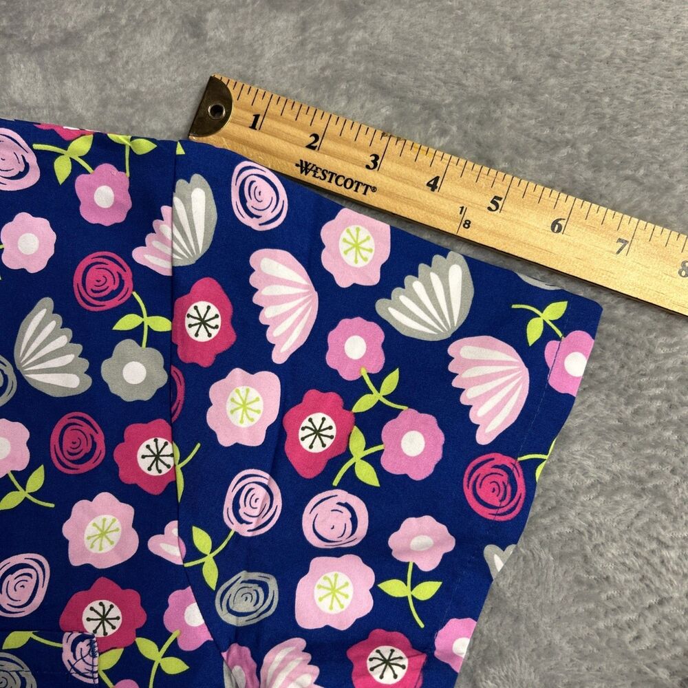 Scrubs Brand Womens Scrub Top Floral Blue/Pink/Gray Sz. M Shirt Top - Picture 4 of 7